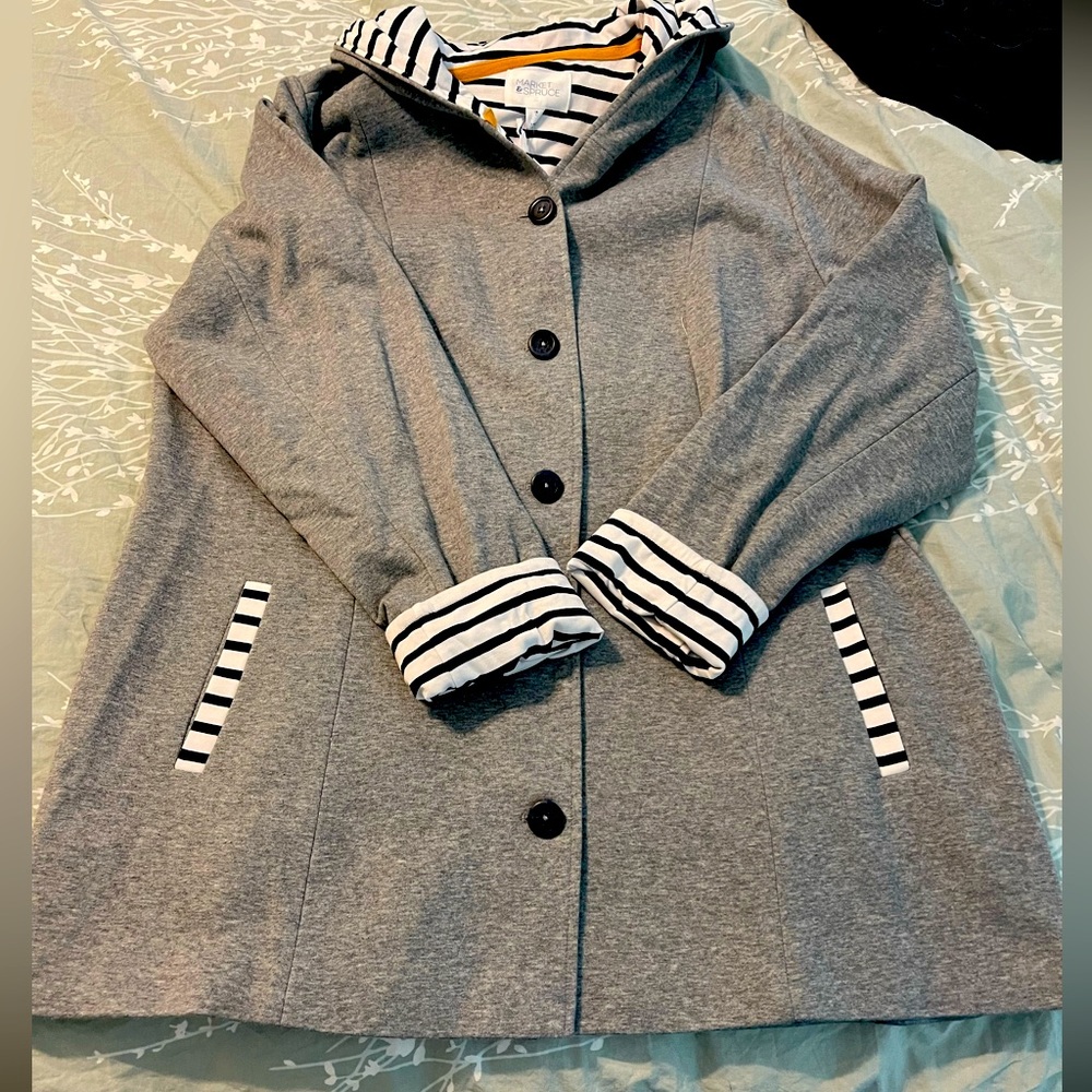 NWT New Market & Spruce Stitch Fix Jacket 1X Gray Blue & White Striped